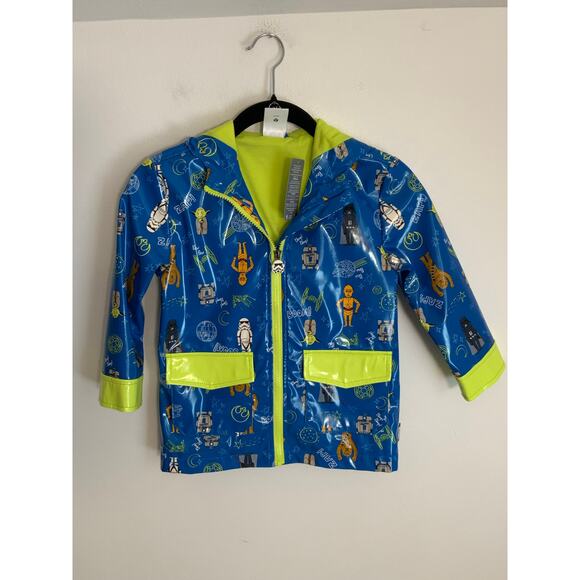 Disney Store Kids Star Wars Characters Lined Rain Jacket Coat Size 4 - Picture 1 of 4
